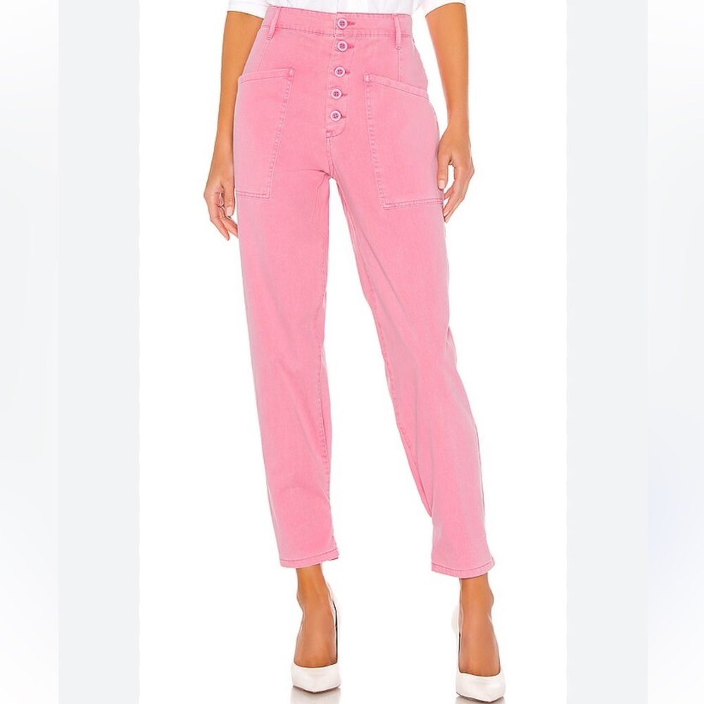 pistola Pink High-Rise Button-Front Cropped Jeans